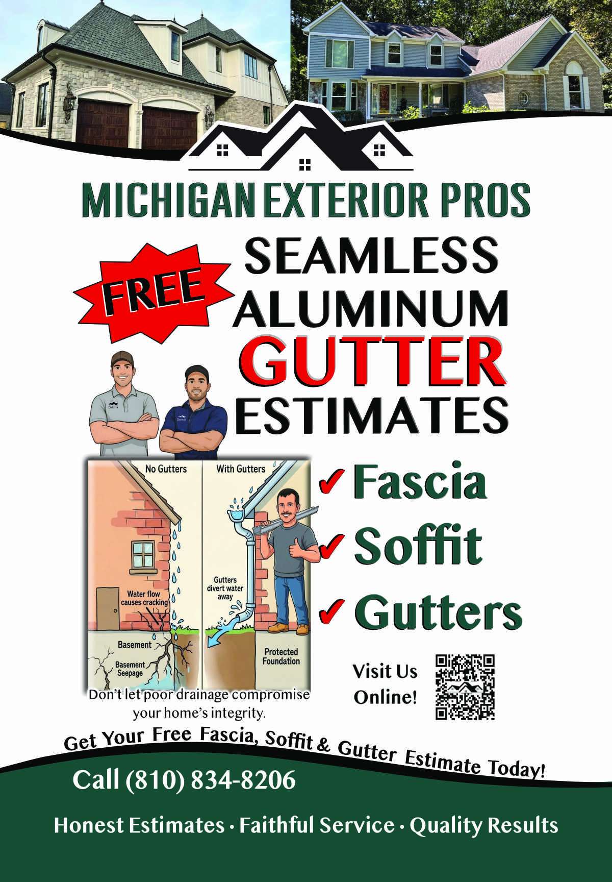 Michigan Exterior Pros Act Fast! Our calendar fills up quick! Residential and Commercial Services, call Michigan Exterior Pros at 810 834 8206