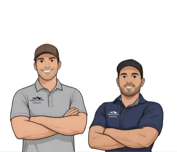Cartoon picture of Dkota and Dereck, Michigan Exterior Pros owners.