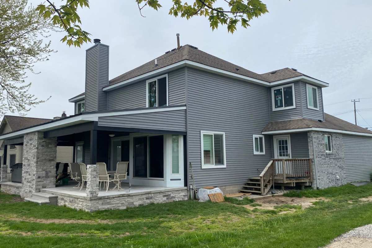 Fascia and soffit installed on residential home by Michigan Exterior Pros.