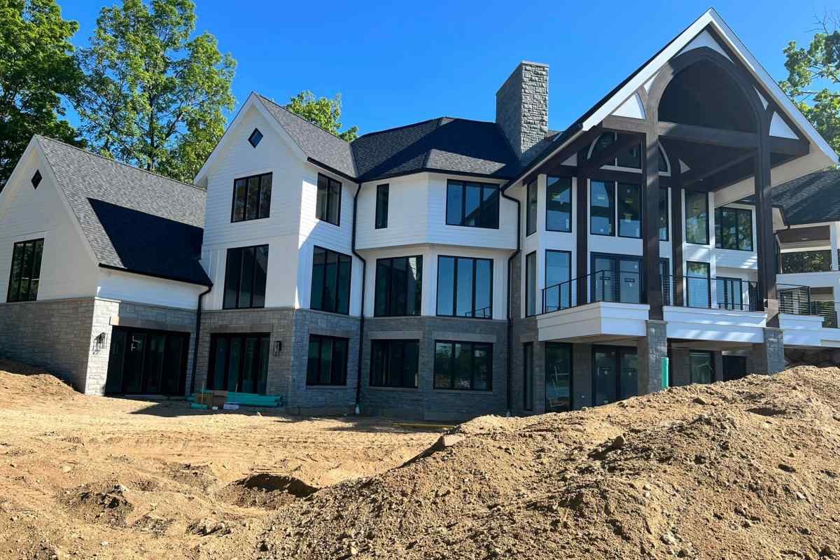 Residential seamless gutters installed on new construction (new build) by Michigan Exterior Pros.